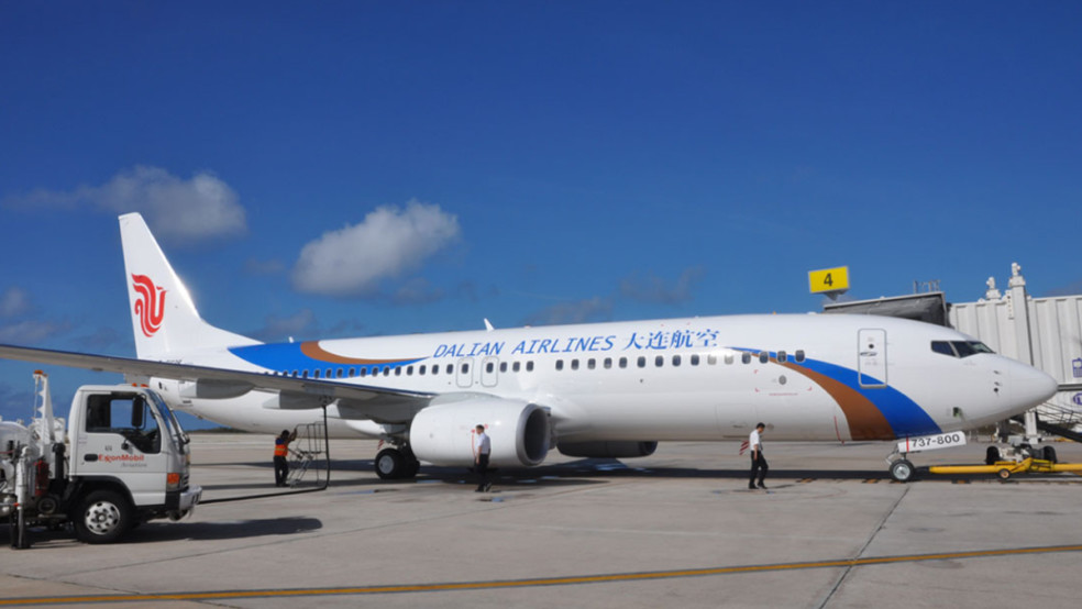 dalian airlines parked aircraft